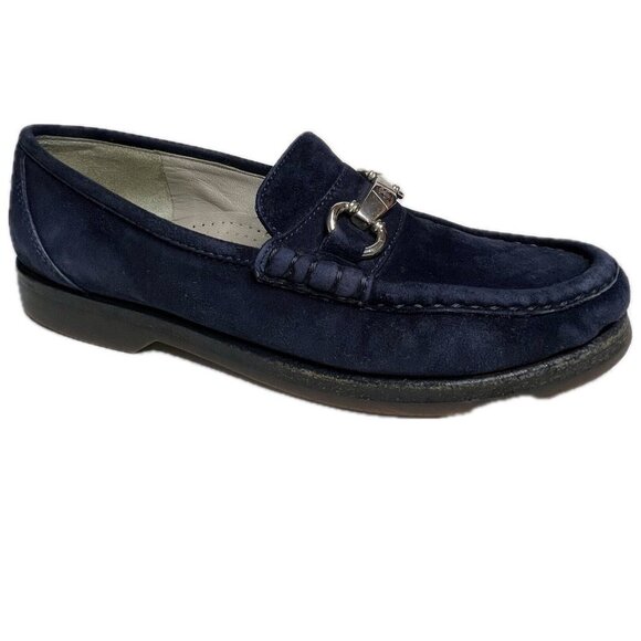 Lorenzo Banfi Blue Suede Loafer Shoe Made In Italy Luxury Size 37 (US 6.5-7) - Picture 1 of 9